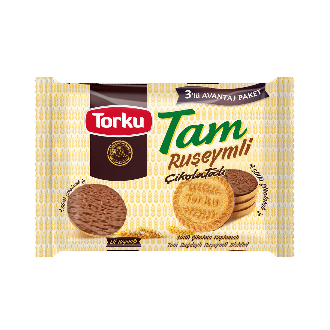 Tam Ruseymli Biscuit w/ Wheat Germ and Chocolate (84g x 3 x 12)