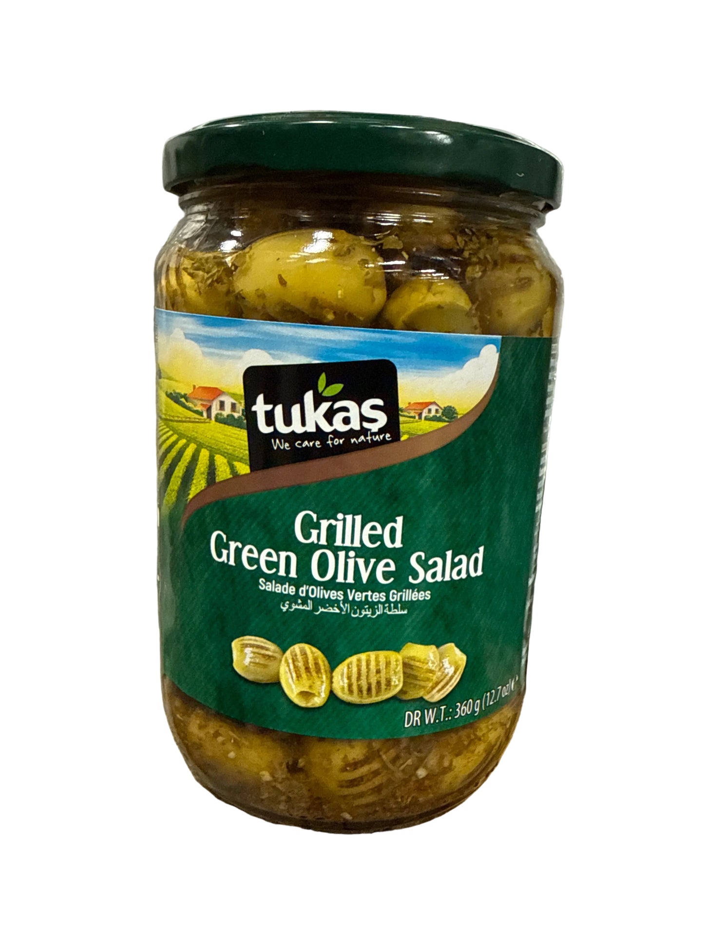 Tukas Grilled Green Olives in Glass (720ml x 12)