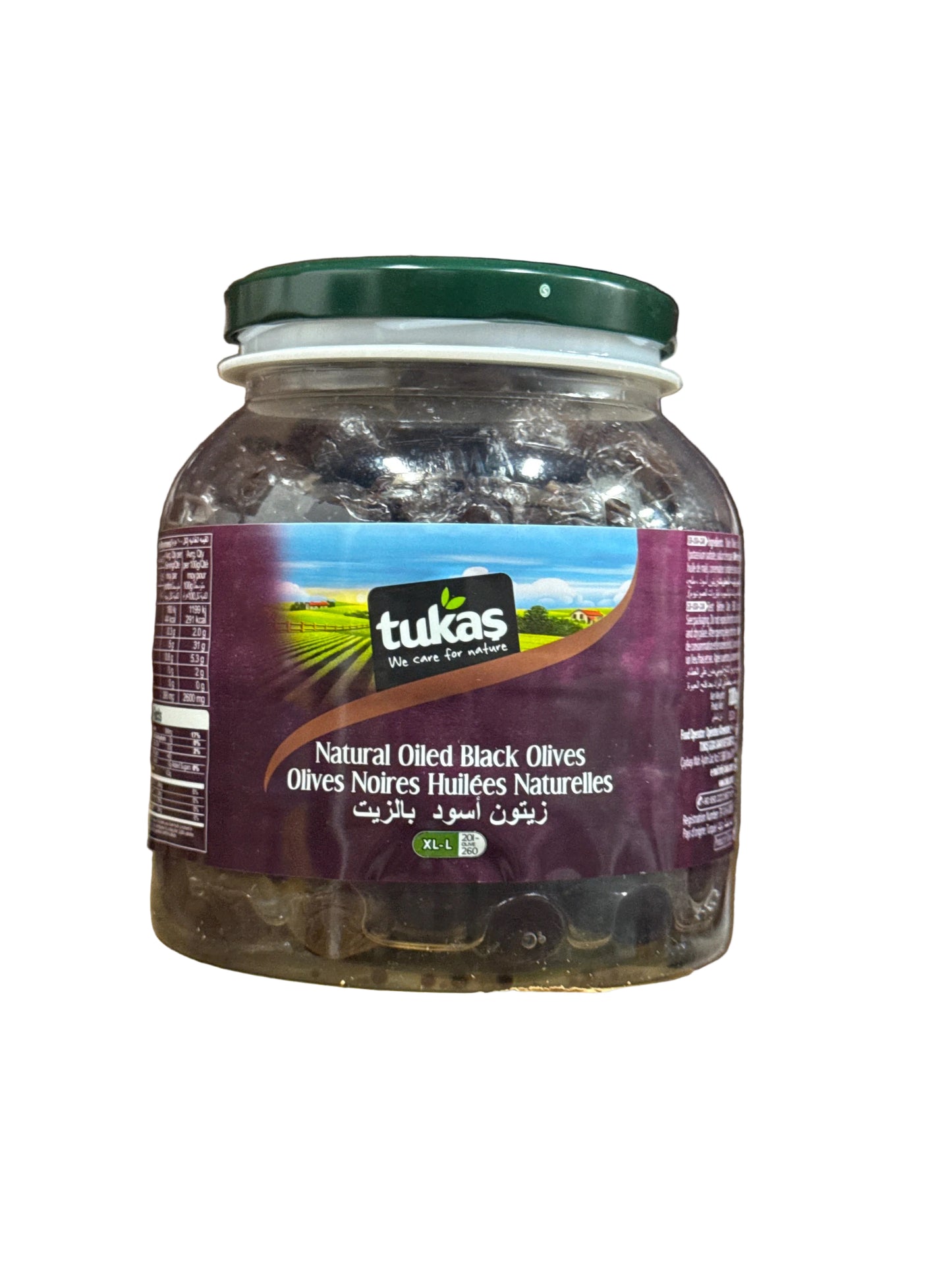 Tukas Oiled Natural Black Olives (L-XL) (1000g x 6)