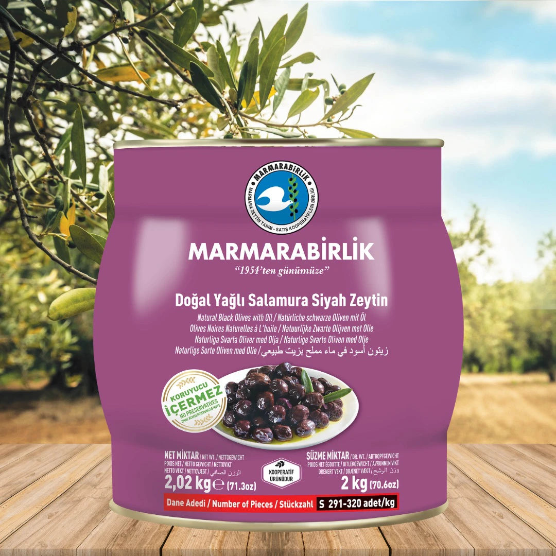 MB (S) Black Olives In Oil Tin 2kg x 3