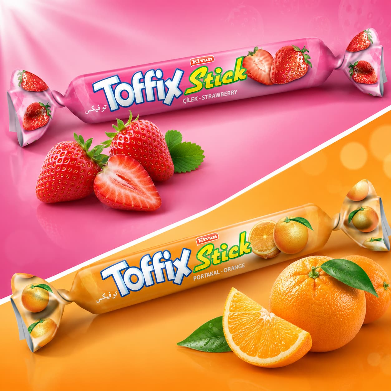 Toffix Stick Chewy Candy with Fruit Juice (800g X 8)
