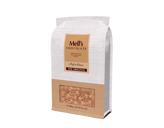 Mell's Chocolate Milk Chocolate with Hazelnut Bag (1000g x 6)