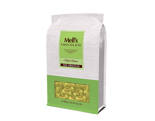 Mell's Chocolate Milk Chocolate with Pistachio Bag (1000g x 6)