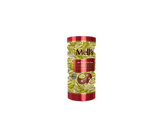 Mell's Chocolate Milk Chocolate with Pistachio Cylinder Box (250g x 24)