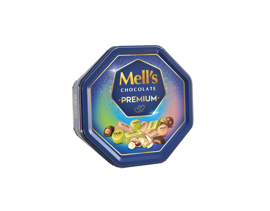 Mell's Chocolate Milk Chocolate with Pistachio and Hazelnut Octagon Tin Box 500g x 8