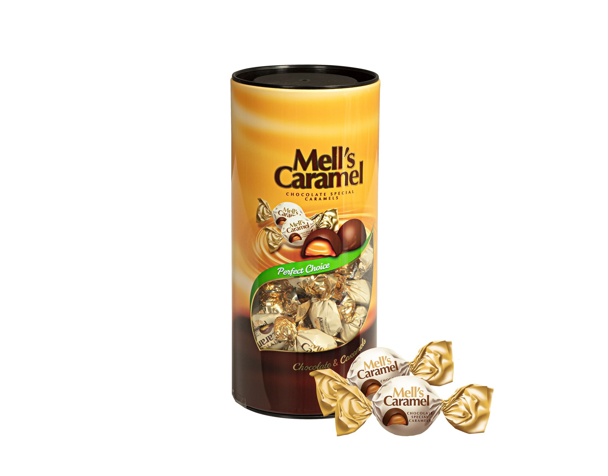 Mell's Caramel Double Twist Milky Chocolate & Special Caramel Tube Box 500g x 12