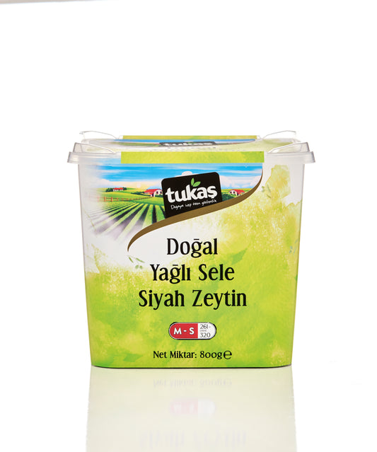 Tukas Oiled Natural Black Olives (201-260) (1000g x 6)