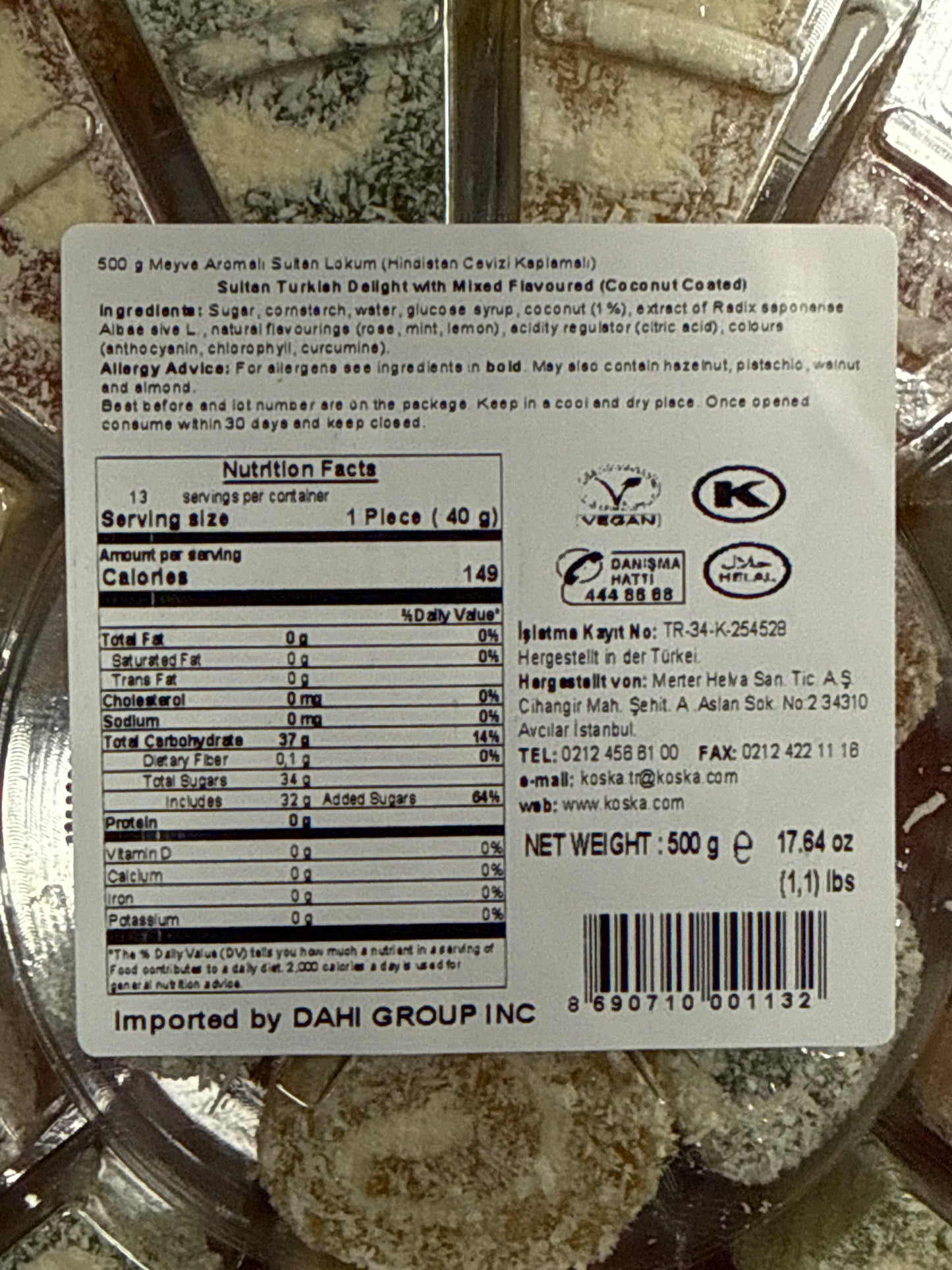 Koska Sultan Turkish Delight Fruit Aroma (500g x 12)
