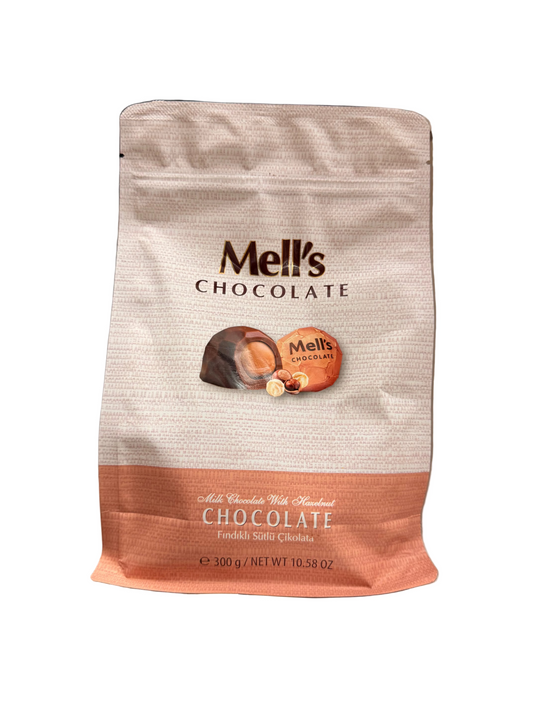 Mell's Chocolate Milk Chocolate with Hazelnut Bag -1561 (300g x 20)