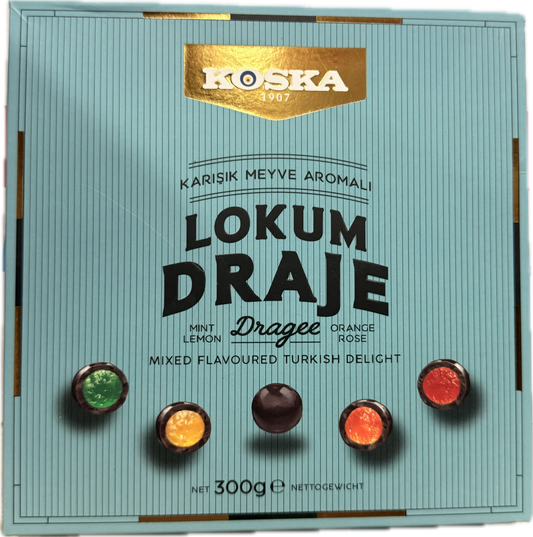 Koska Draje Mixed Flavored Chocolate Coated Turkish Delight (300g x 12)