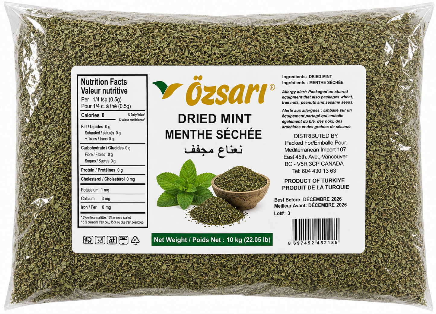 Ozsari Dried Mint 10KG