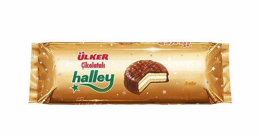 Ulker Halley Choc. Coated Marsh. Biscuit w/Mulberry (240g x 12)